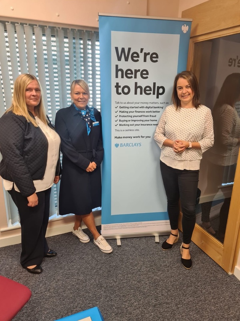 PRAISE: Barnsley East MP Stephanie Peacock is pictured with the banking hub’s staff.