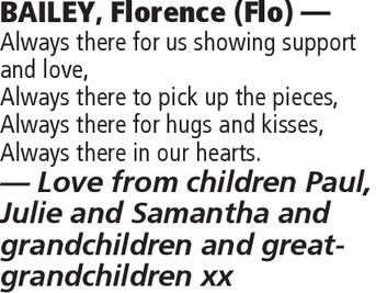 Notice for Florence Bailey