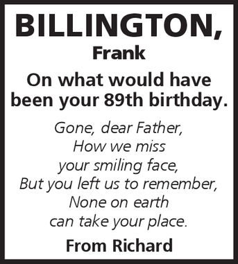 Notice for Frank Billington