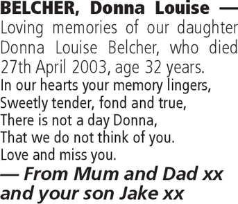 Notice for Donna Belcher