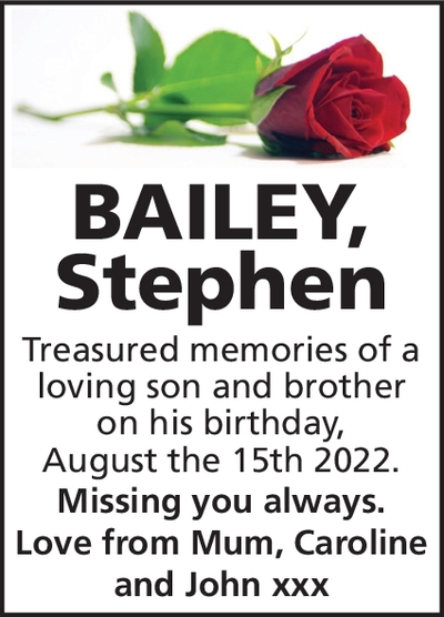 Notice for Stephen Bailey