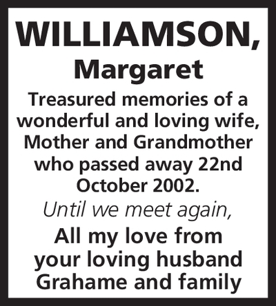 Notice for Margaret Williamson