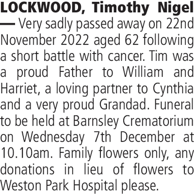 Notice for Timothy Lockwood