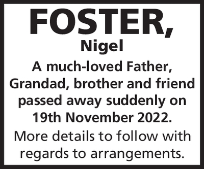 Notice for Nigel Foster