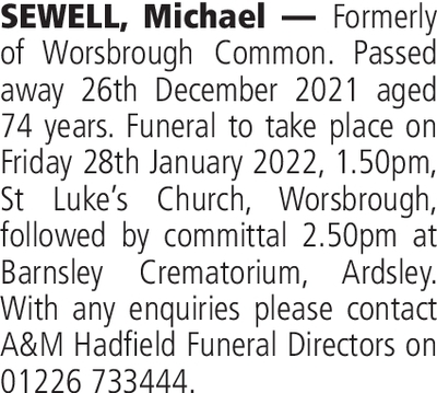 Notice for Michael Sewell