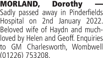 Notice for Dorothy Morland