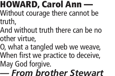 Notice for Carol Howard
