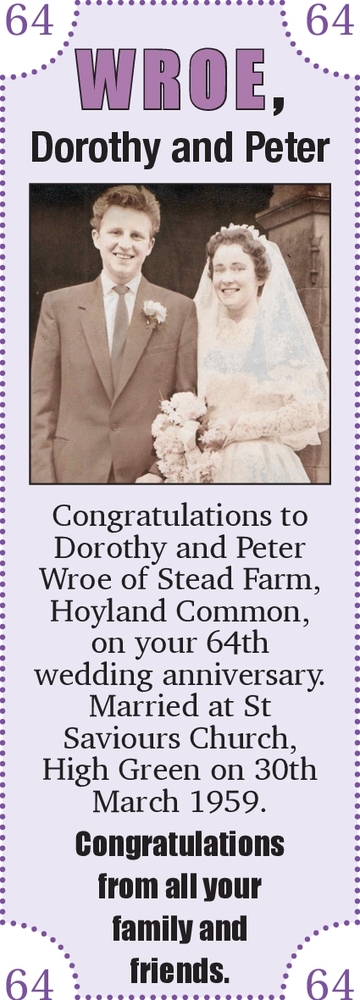 Notice for Dorothy And Peter Wroe