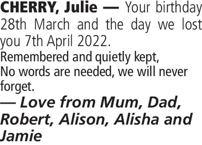 Notice for Julie Cherry