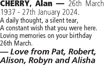 Notice for Alan Cherry