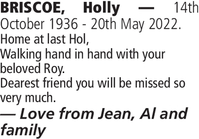 Notice for Holly Briscoe