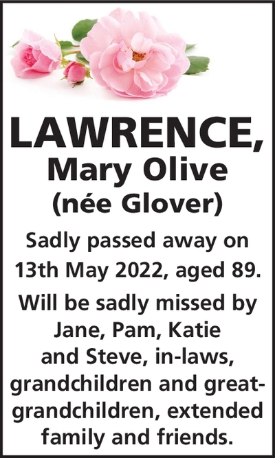 Notice for Mary Lawrence