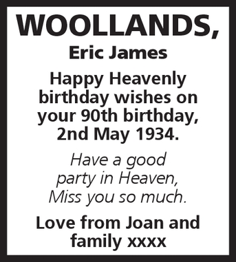 Notice for Eric Woollands