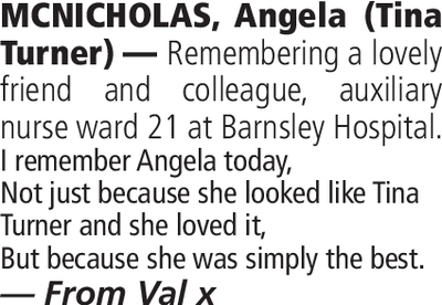 Notice for Angela Mcnicholas